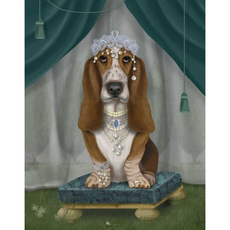 Basset Hound and Tiara Poster Print - Funky Fab-VARPDX192295D Image 1