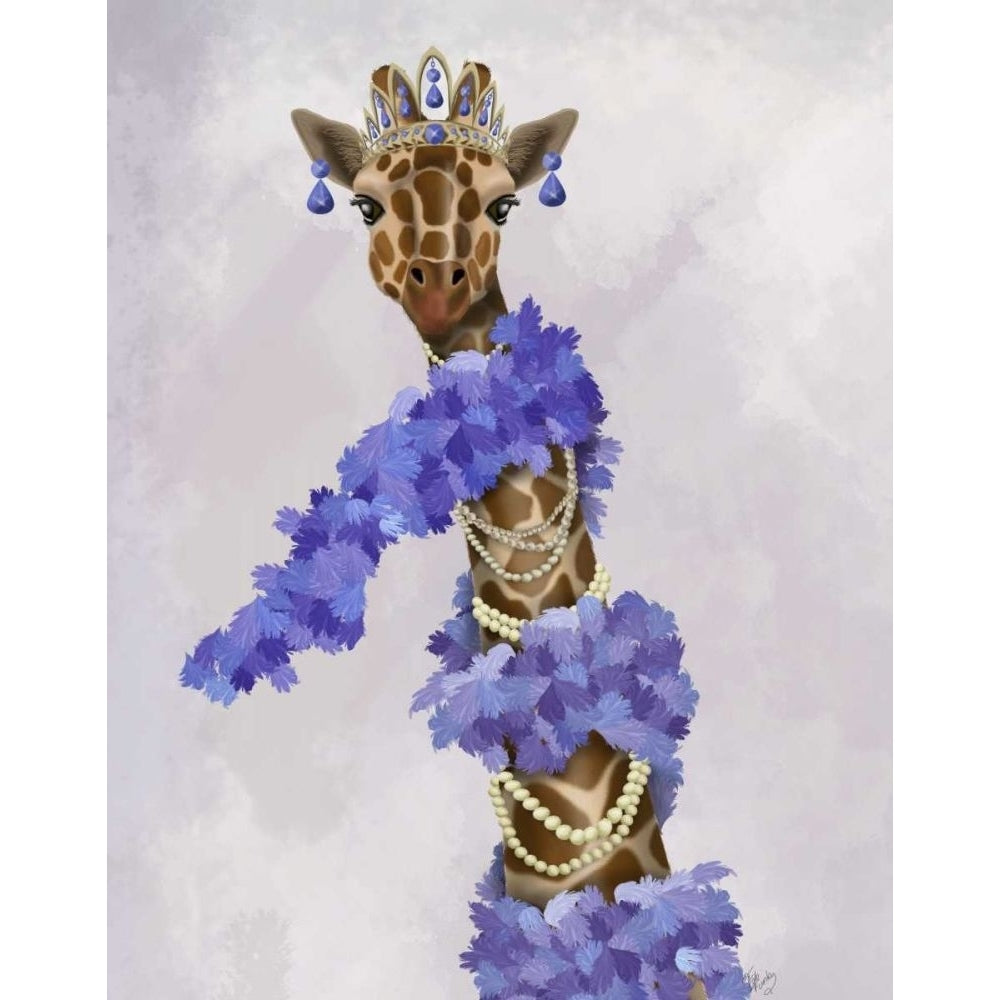 Giraffe with Purple Boa Poster Print - Funky Fab-VARPDX192303D Image 1