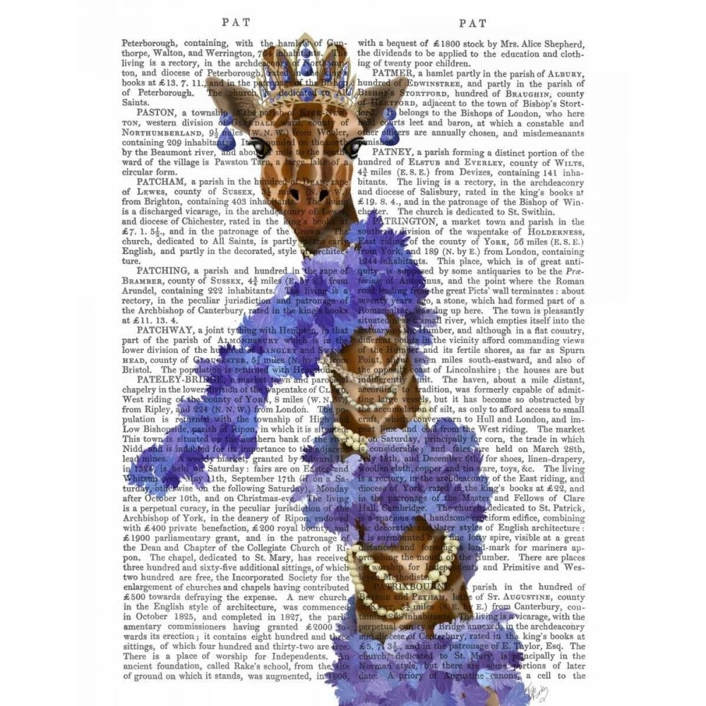 Giraffe with Purple Boa Poster Print - Funky Fab-VARPDX192333D Image 1