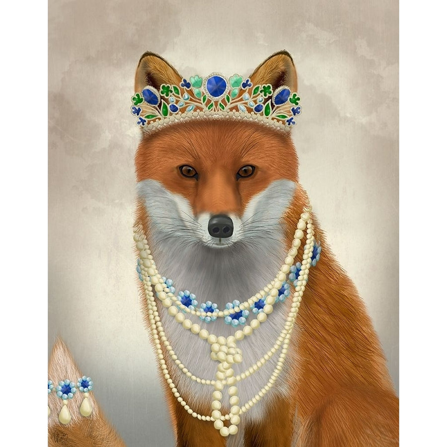 Fox with Tiara Portrait Poster Print - Funky Fab-VARPDX192302D Image 1