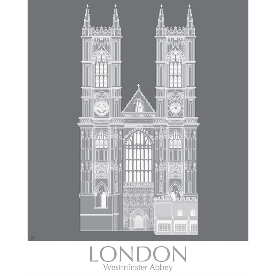 London Westminster Abbey Monochrome Poster Print - Funky Fab-VARPDX192385GG Image 1