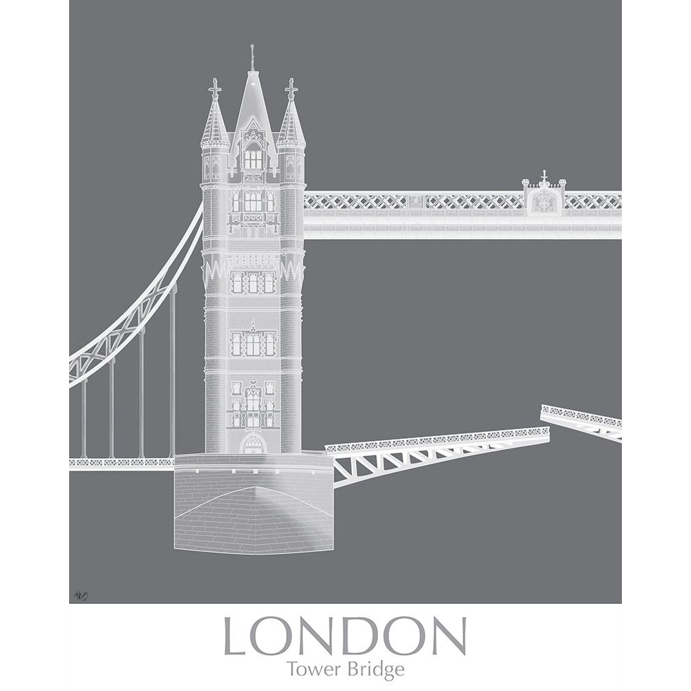 London Tower Brdige MonoChrome Poster Print - Funky Fab-VARPDX192386GG Image 1