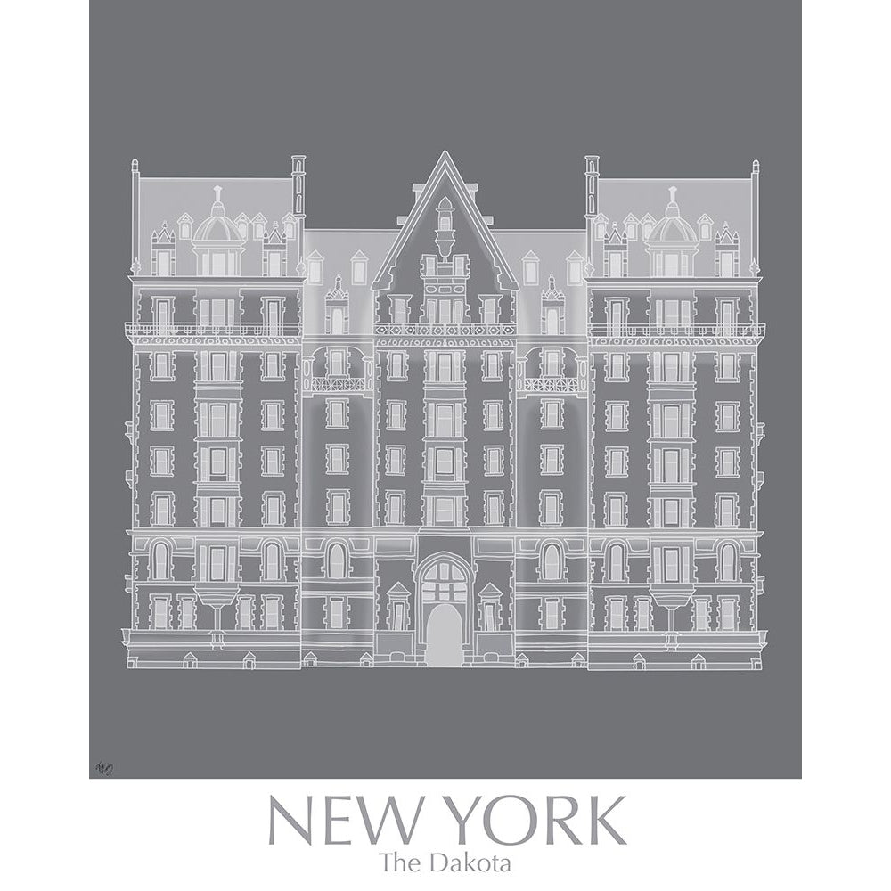 York The Dakota Building Monochrome Poster Print - Funky Fab-VARPDX192390GG Image 1