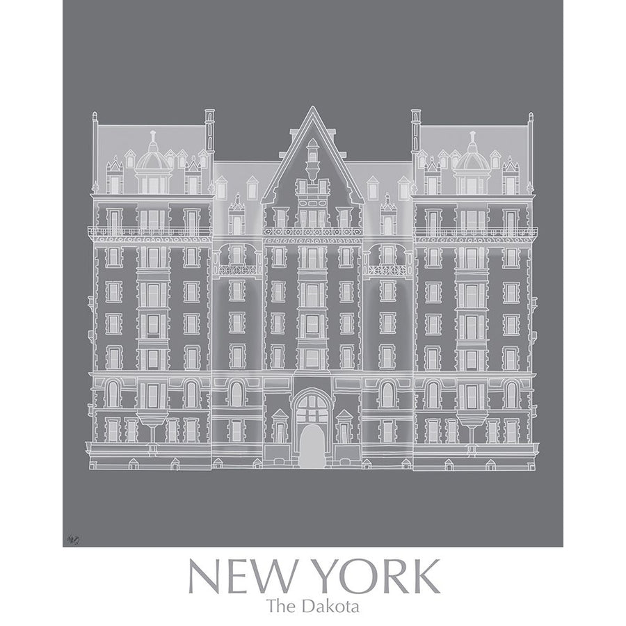 York The Dakota Building Monochrome Poster Print - Funky Fab-VARPDX192390GG Image 1