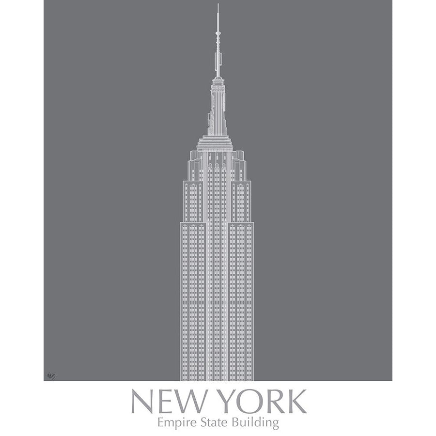 York Empire State Building Monochrome Poster Print - Funky Fab-VARPDX192391GG Image 1