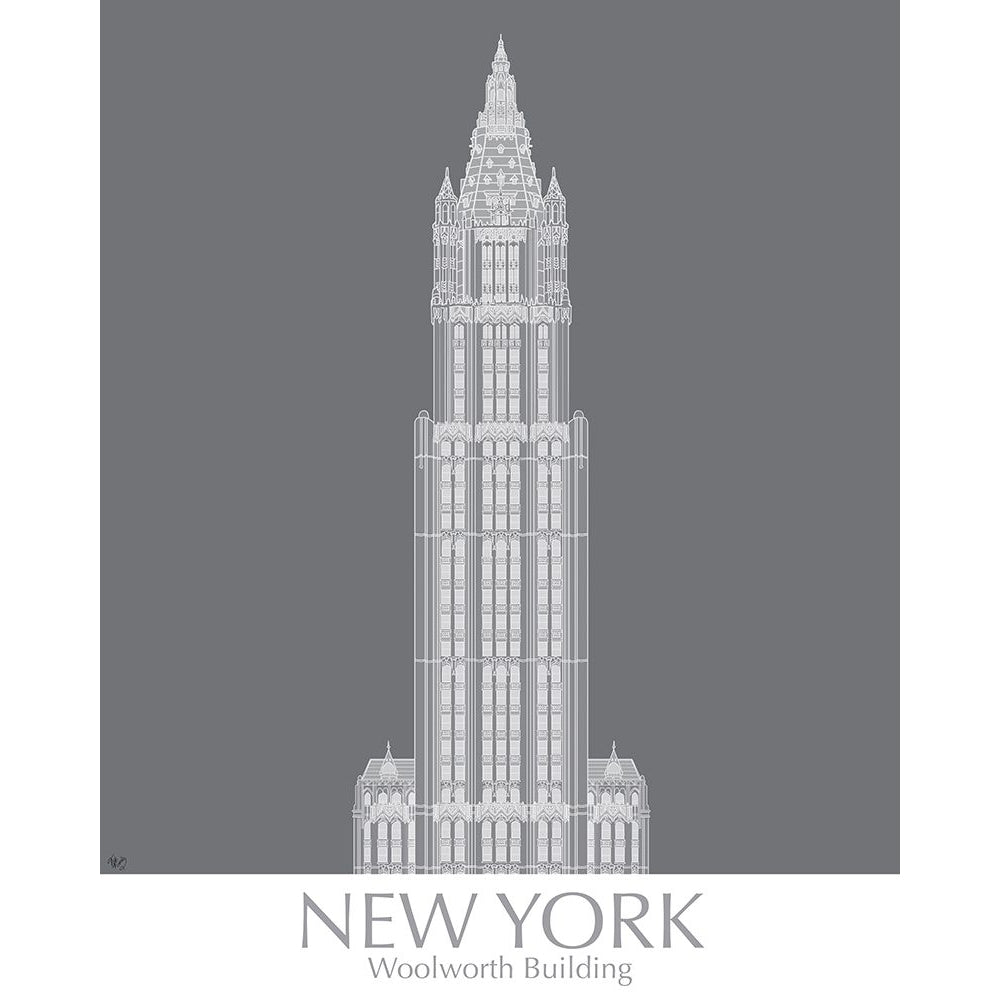 York Woolworth Building Monochrome Poster Print - Funky Fab-VARPDX192395GG Image 1