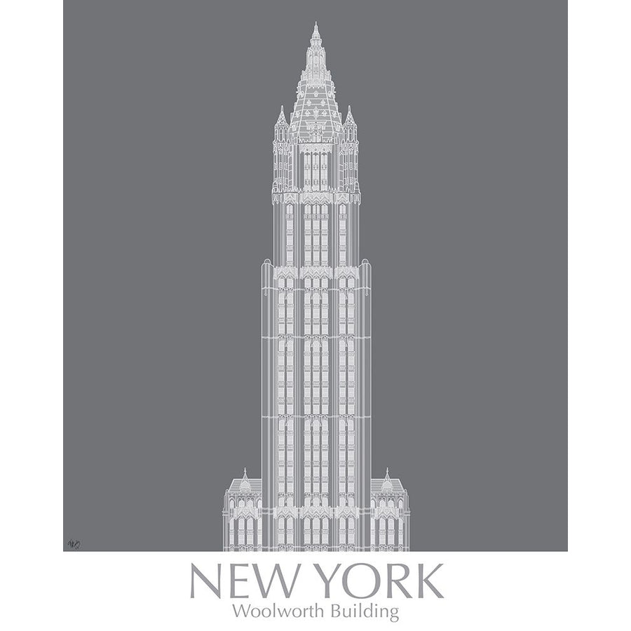 York Woolworth Building Monochrome Poster Print - Funky Fab-VARPDX192395GG Image 1