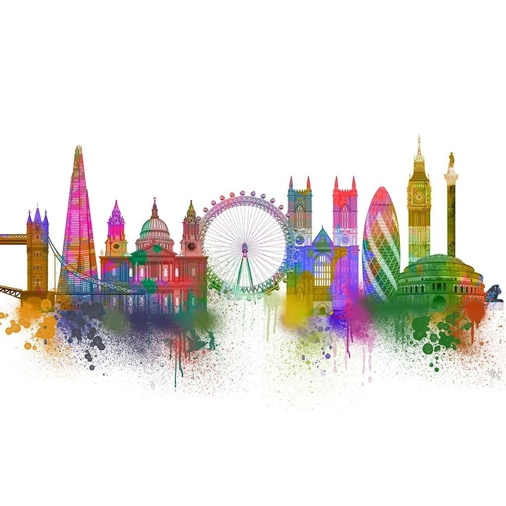 London Skyline Rainbow Bright Poster Print - Funky Fab-VARPDX192378GG Image 1