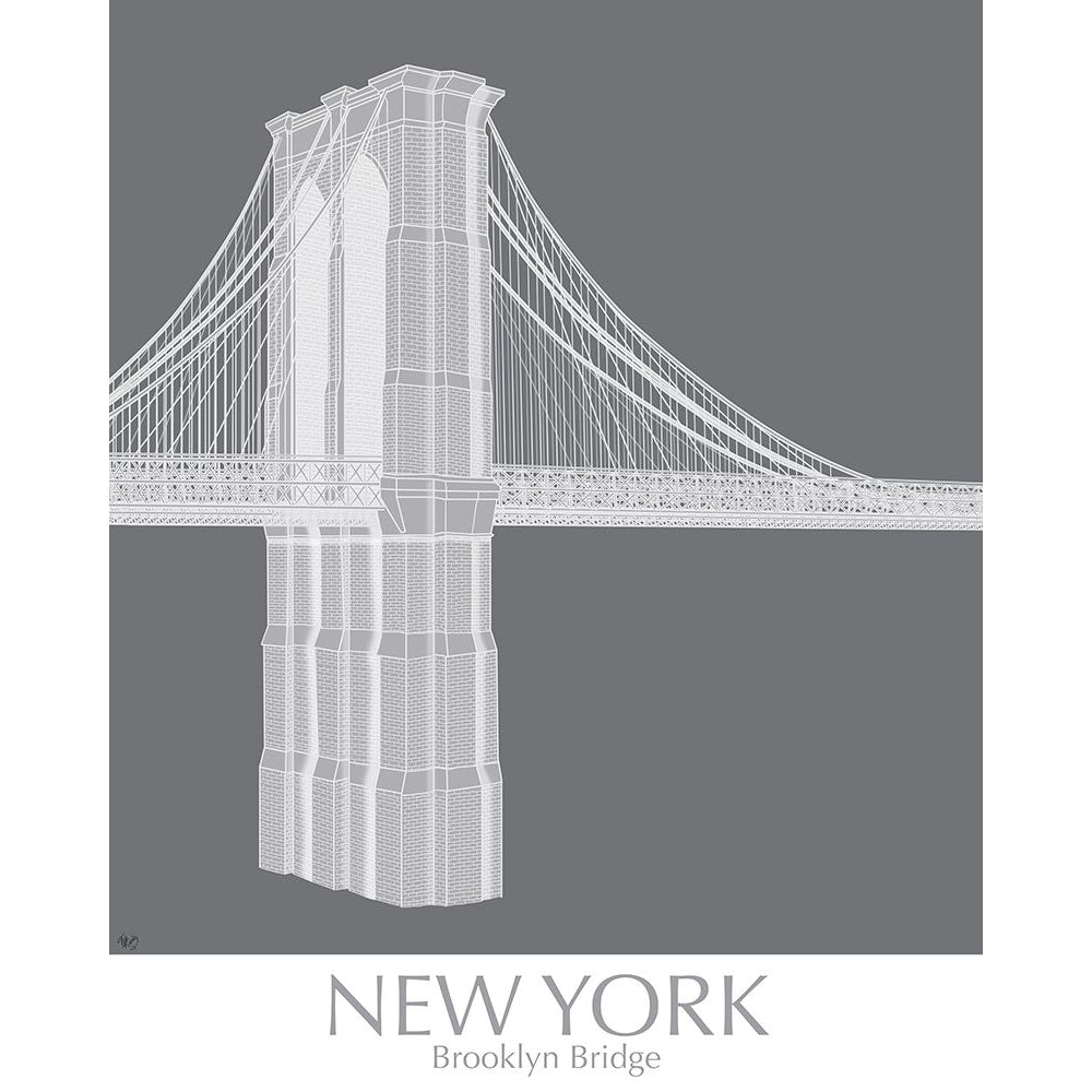 York Brooklyn Bridge Monochrome Poster Print - Funky Fab-VARPDX192388GG Image 1