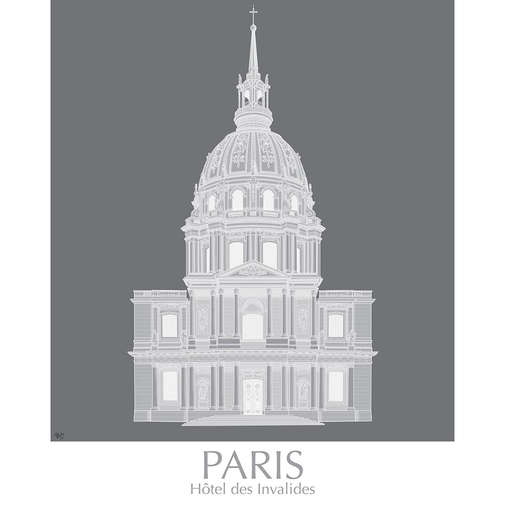 Paris Les Invalides Monochrome Poster Print - Funky Fab-VARPDX192398GG Image 1