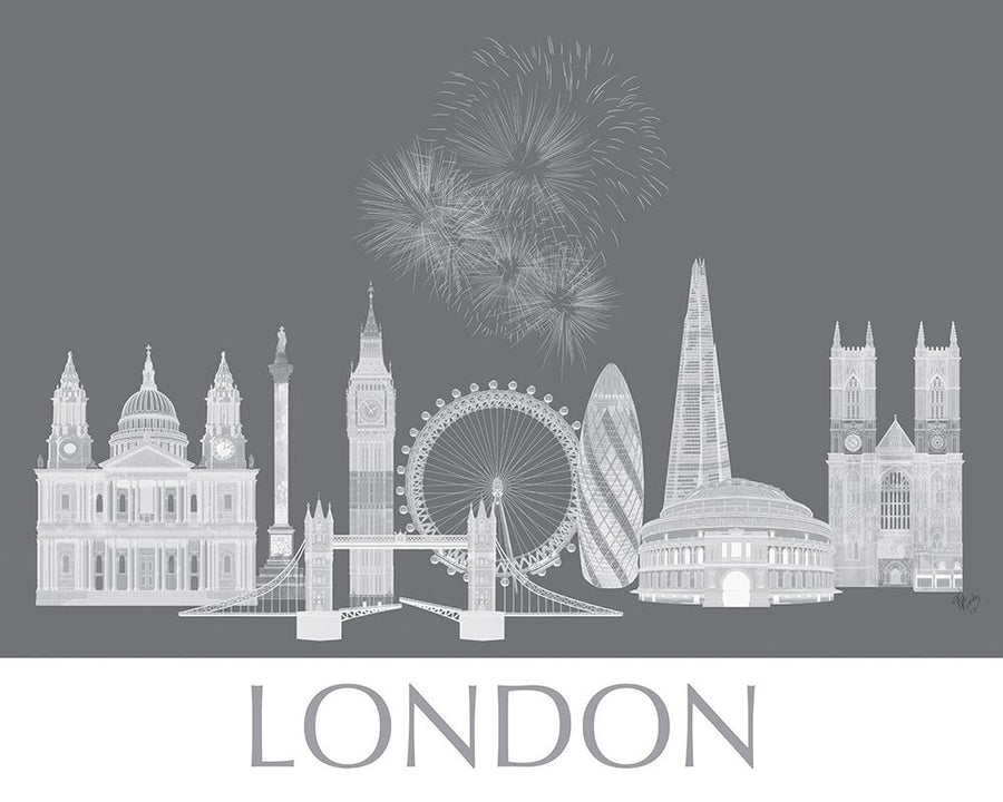 London Skyline Monochrome Poster Print - Funky Fab-VARPDX192402GG Image 1