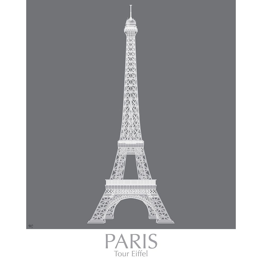 Paris Eiffel Tower Monochrome Poster Print - Funky Fab-VARPDX192397GG Image 1