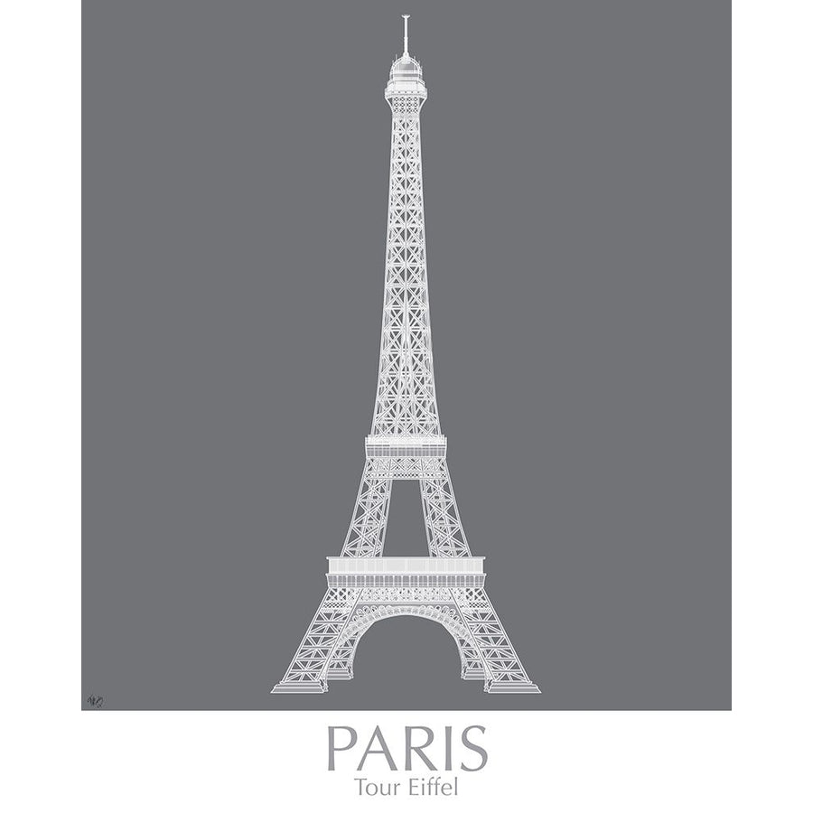 Paris Eiffel Tower Monochrome Poster Print - Funky Fab-VARPDX192397GG Image 1