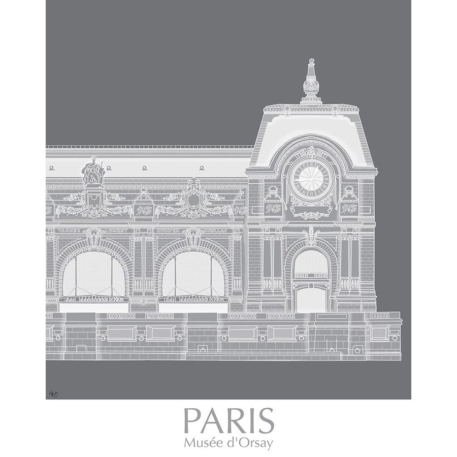 Paris Musee Dorsay Monochrome Poster Print - Funky Fab-VARPDX192400GG Image 1