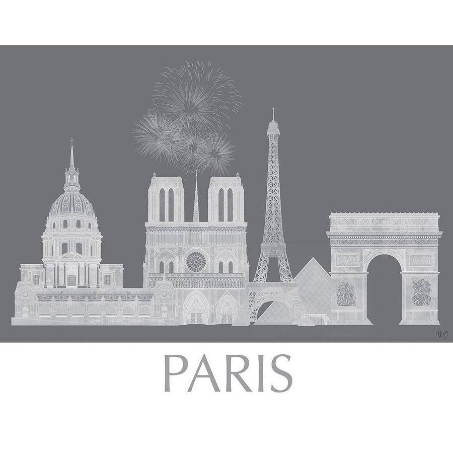 Paris Skyline Monochrome Poster Print - Funky Fab-VARPDX192404GG Image 1