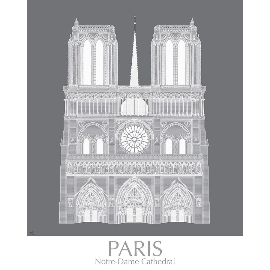 Paris Notre Dame Monochrome Poster Print - Funky Fab-VARPDX192399GG Image 1