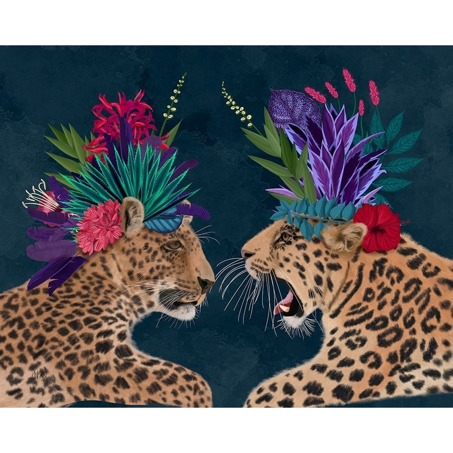 Hot House Leopards Pair Dark Poster Print - Funky Fab-VARPDX192444GG Image 1