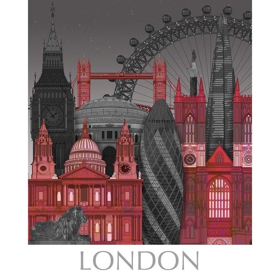 London Elevations by Night Red Poster Print - Funky Fab-VARPDX192428GG Image 1