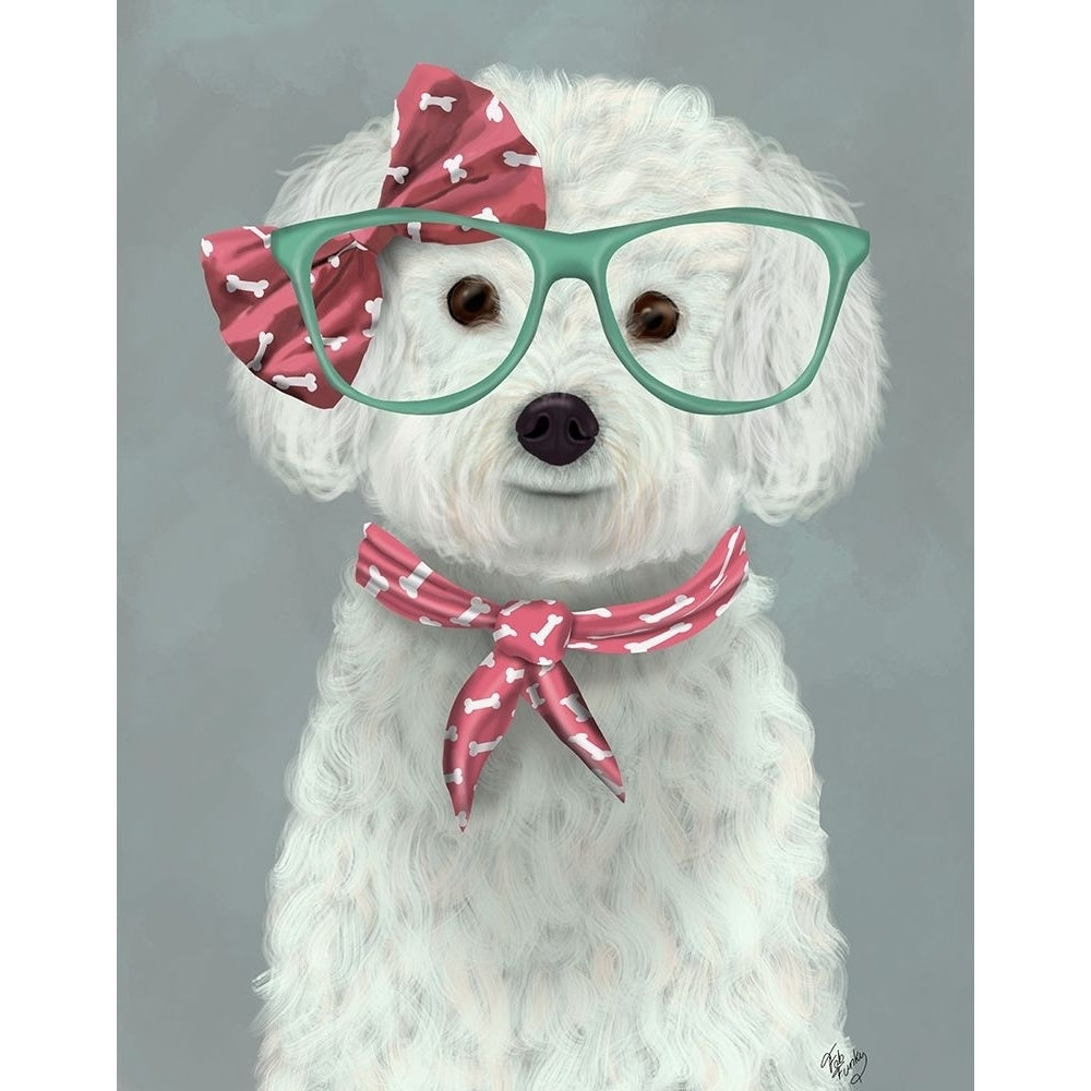 Bichon Frise with Glasses and Scarf Poster Print - Funky Fab-VARPDX192490D Image 1