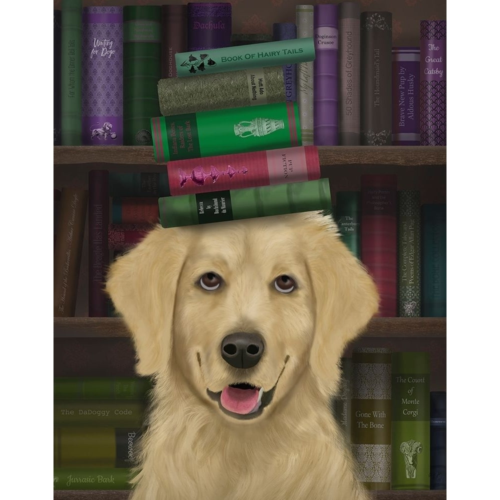 Golden Retriever and Books Poster Print - Funky Fab-VARPDX192471D Image 1