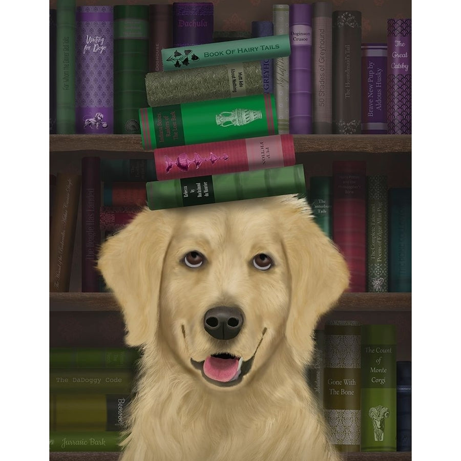 Golden Retriever and Books Poster Print - Funky Fab-VARPDX192471D Image 1