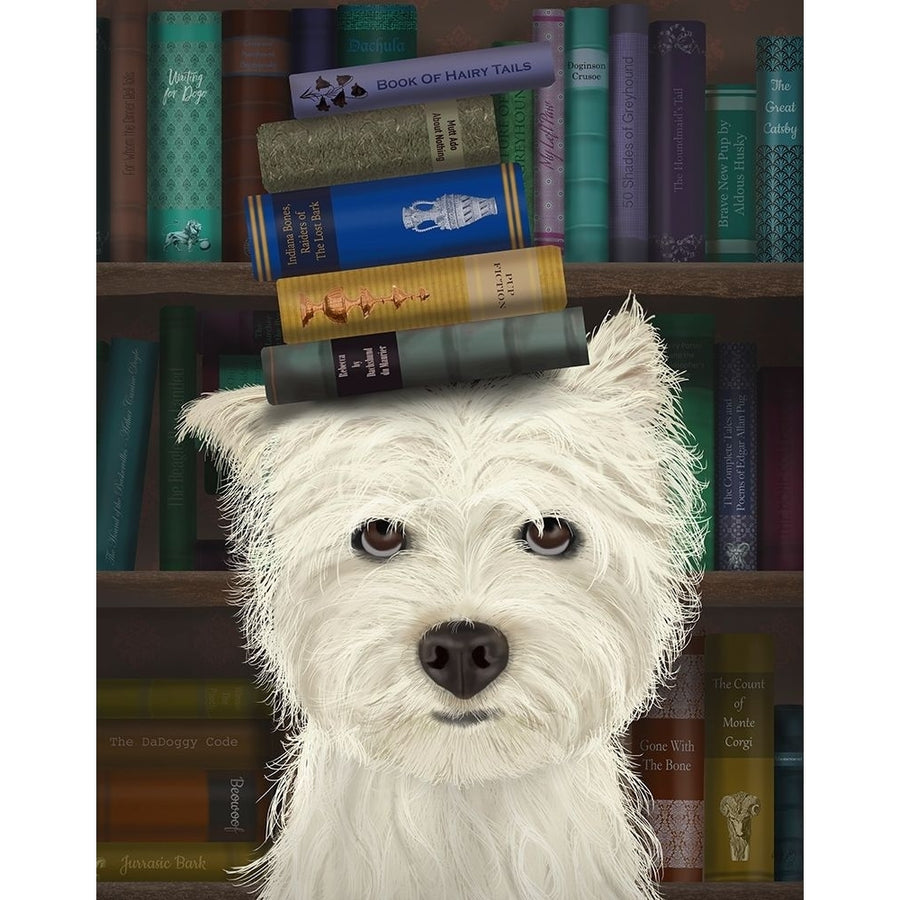 Westie and Books Poster Print - Funky Fab-VARPDX192480D Image 1