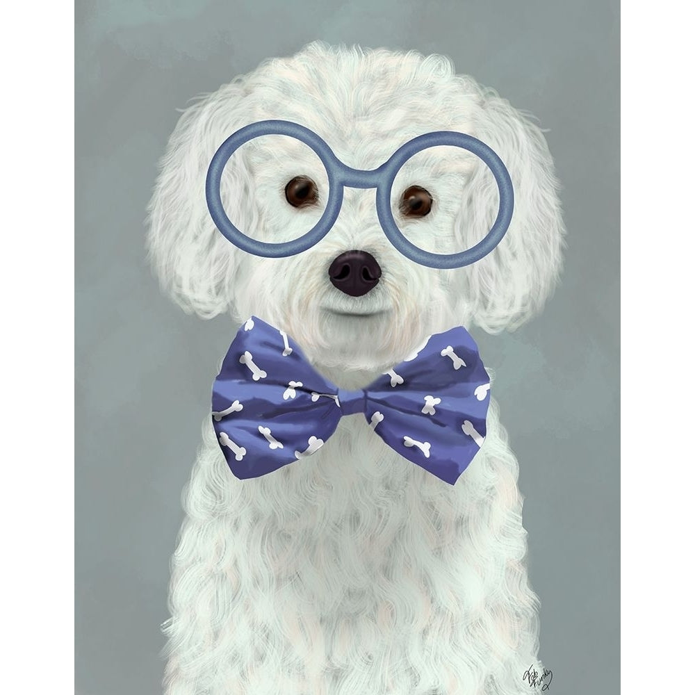 Bichon Frise with Glasses and Bow Tie Poster Print - Funky Fab-VARPDX192489D Image 1