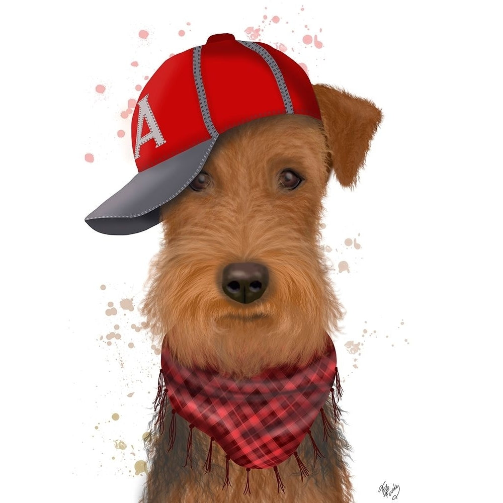 Airedale and Baseball Cap Poster Print - Funky Fab-VARPDX192534D Image 1