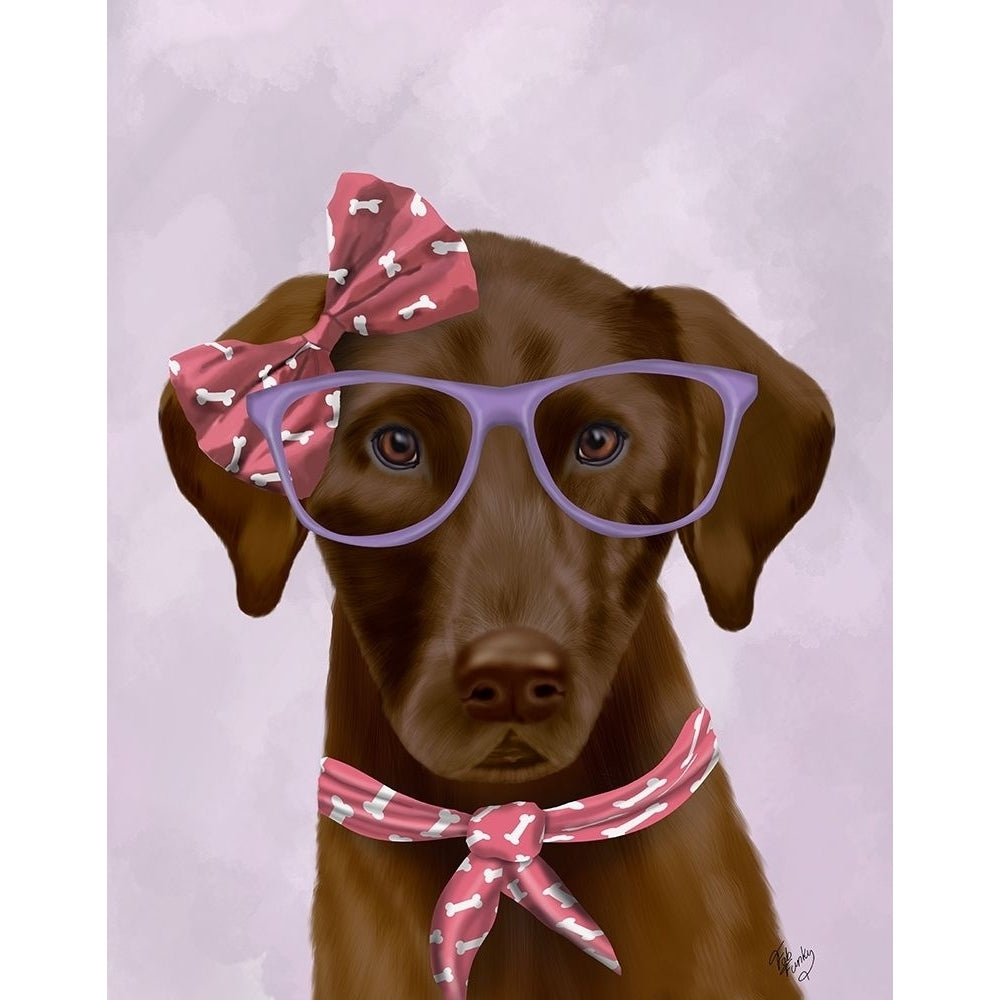 Chocolate Labrador with Glasses and Scarf Poster Print - Funky Fab-VARPDX192498D Image 1