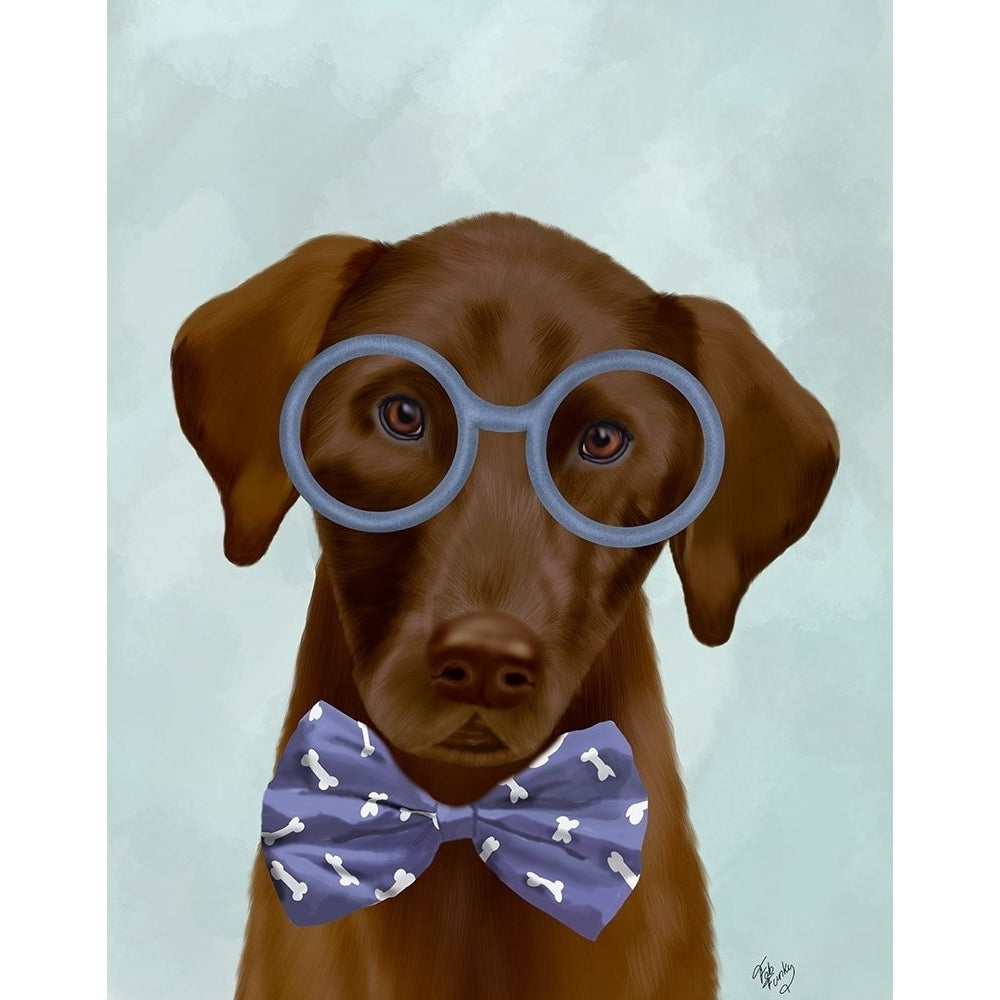 Chocolate Labrador with Glasses and Bow Tie Poster Print - Funky Fab-VARPDX192497D Image 1