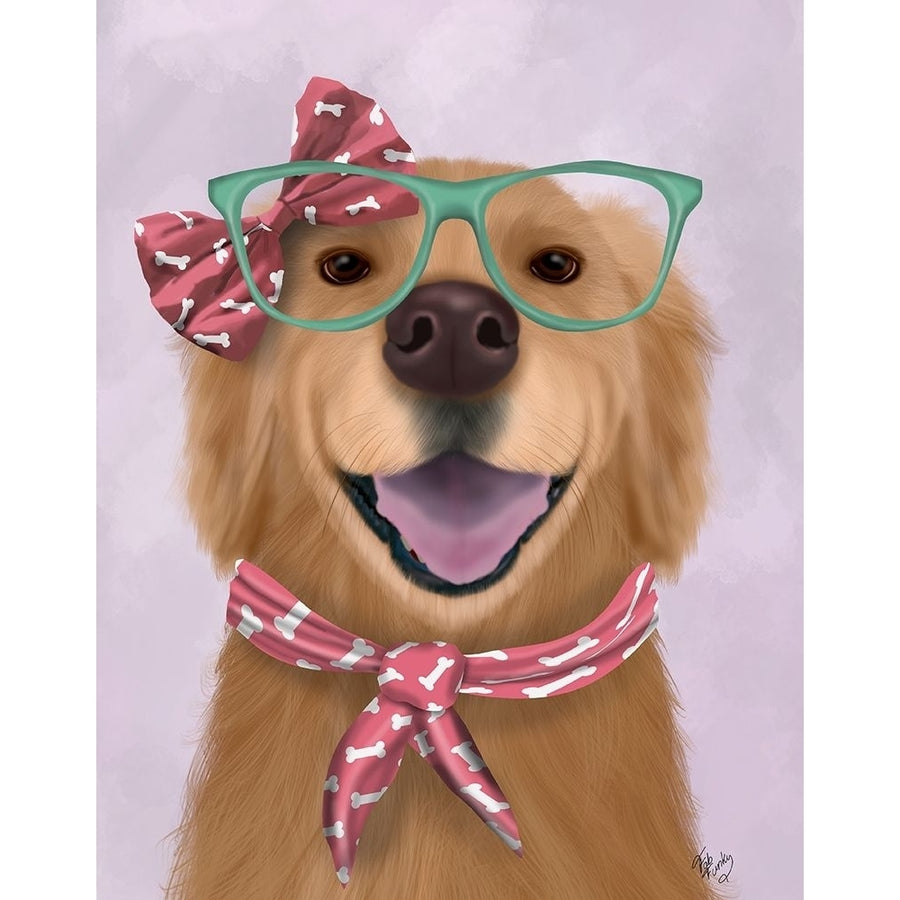 Golden Retriever Glasses and Scarf Poster Print - Funky Fab-VARPDX192512D Image 1