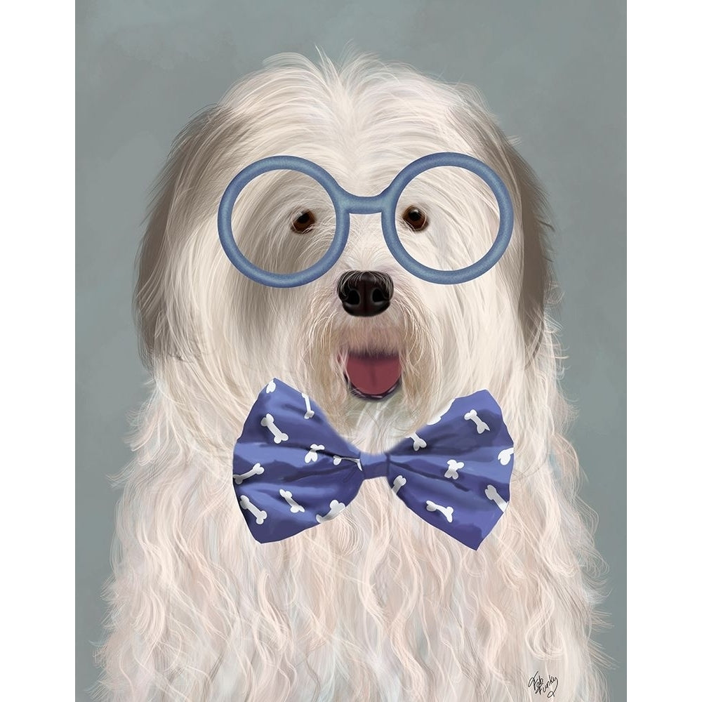 Old English Sheepdog with Glasses and Bow Tie Poster Print - Funky Fab-VARPDX192521D Image 1