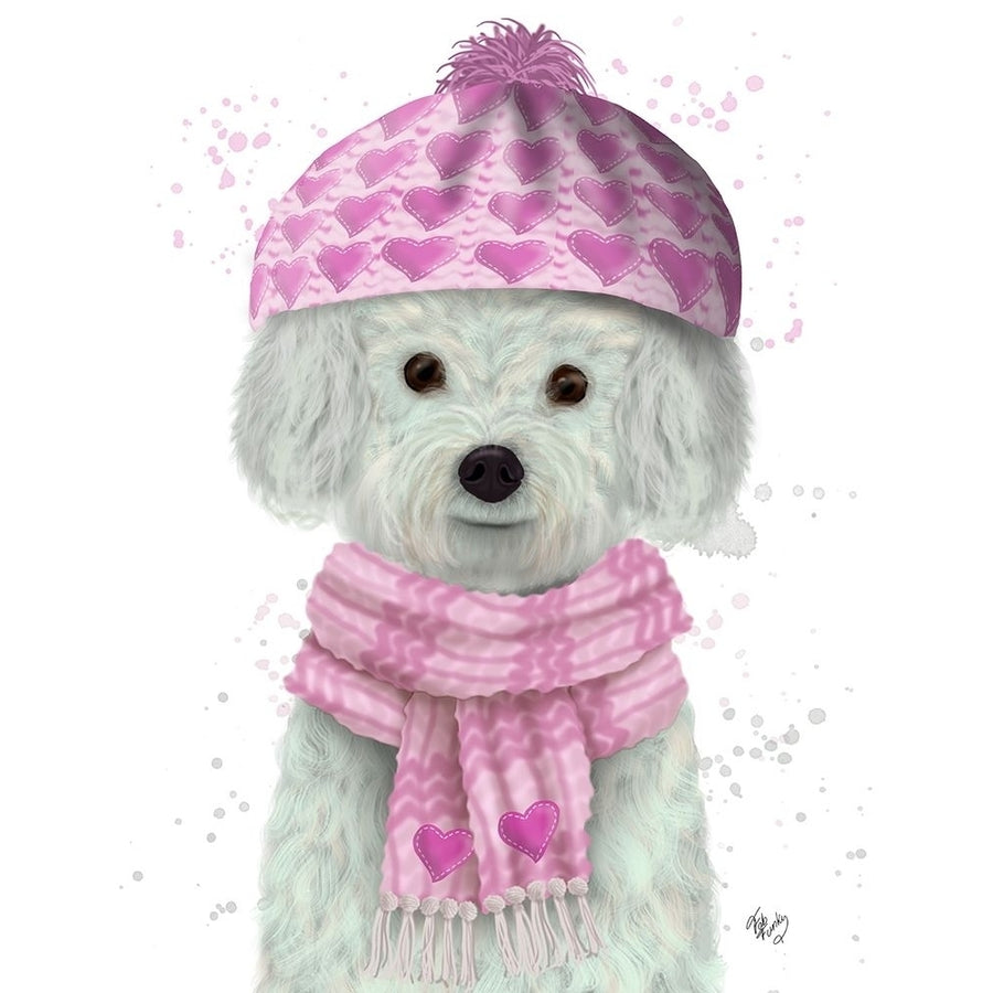 Bichon Frise in Pink Bobble Hat Poster Print - Funky Fab-VARPDX192541D Image 1