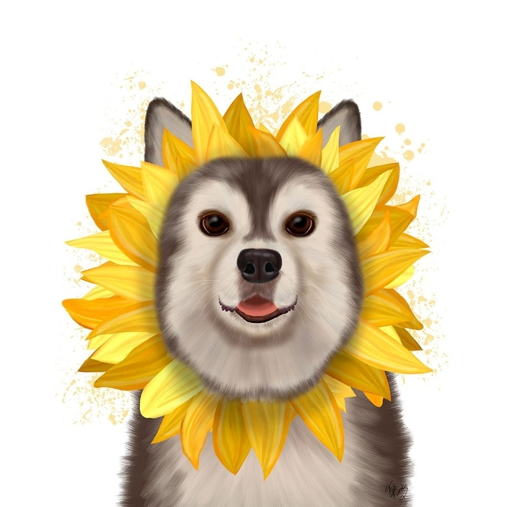 Husky Sunflower Poster Print - Funky Fab-VARPDX192561D Image 1