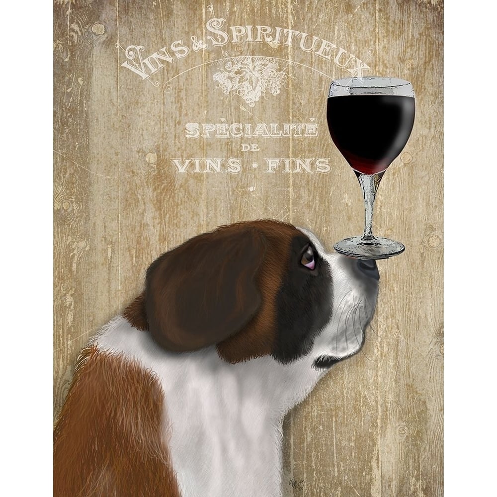 Dog Au Vin St Bernard Poster Print - Funky Fab-VARPDX192579D Image 1