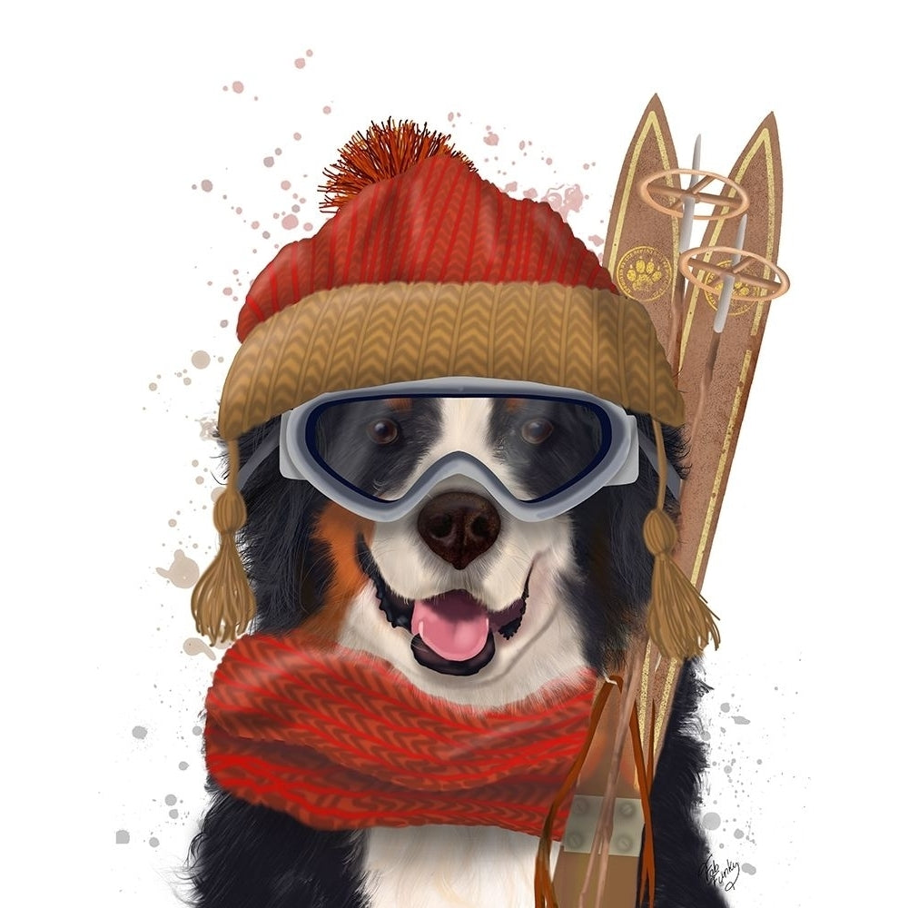 Bernese Ski Dog Poster Print - Funky Fab-VARPDX192539D Image 1