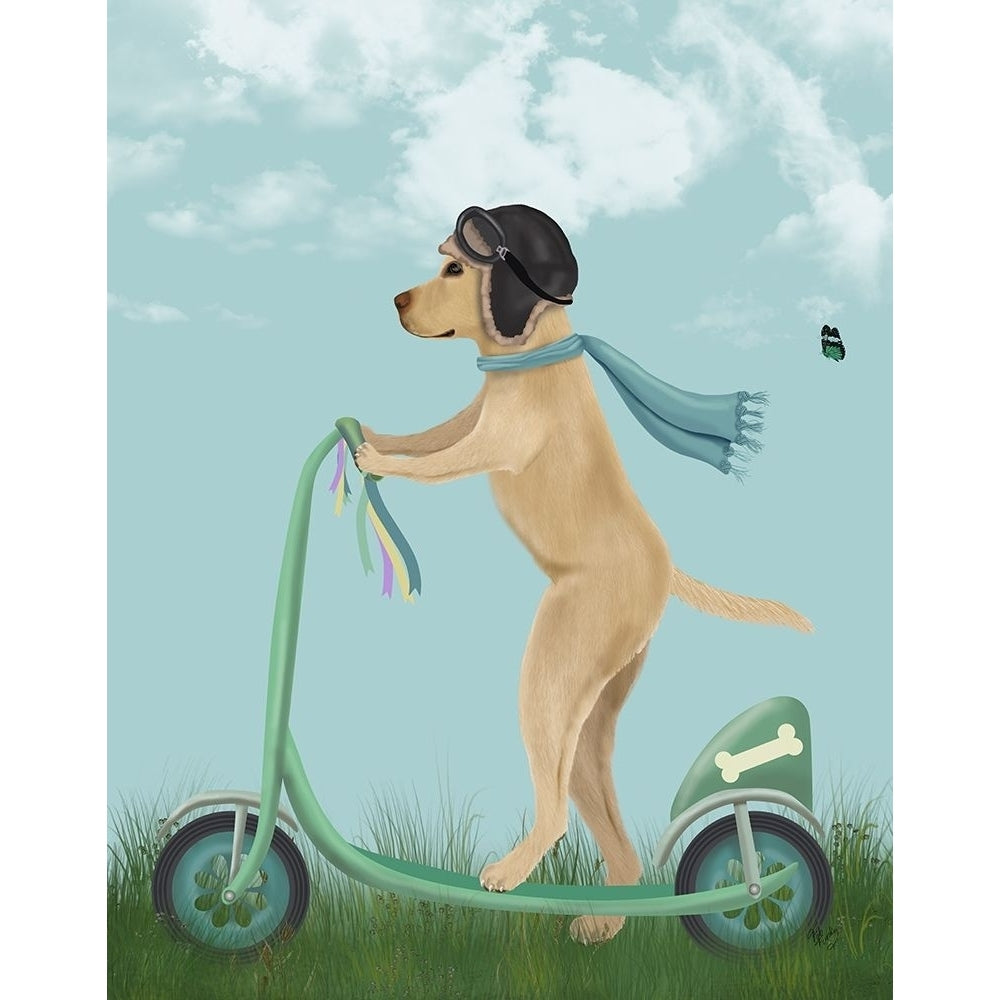 Yellow Labrador Scooter Poster Print - Funky Fab-VARPDX192591D Image 1