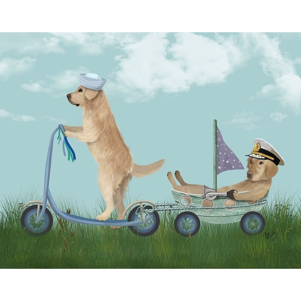 Golden Retriever Scooter Poster Print - Funky Fab-VARPDX192587D Image 1