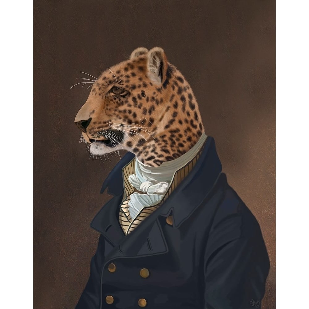 Leopard in Blue Jacket Poster Print - Funky Fab-VARPDX192629D Image 1