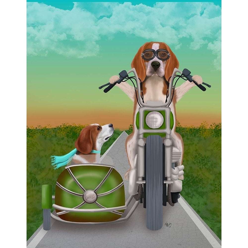 Beagle Chopper and Sidecar Poster Print - Funky Fab-VARPDX192622D Image 1