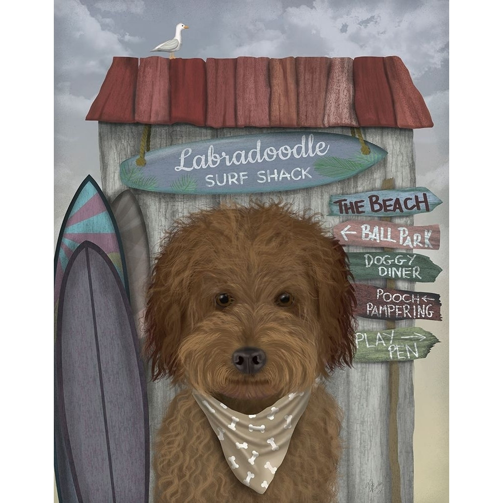 Labradoodle Brown Surf Shack Poster Print - Funky Fab-VARPDX192663D Image 1