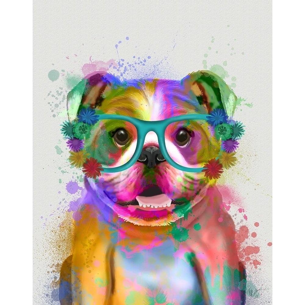 English Bulldog Rainbow Splash Poster Print - Funky Fab-VARPDX192641D Image 1