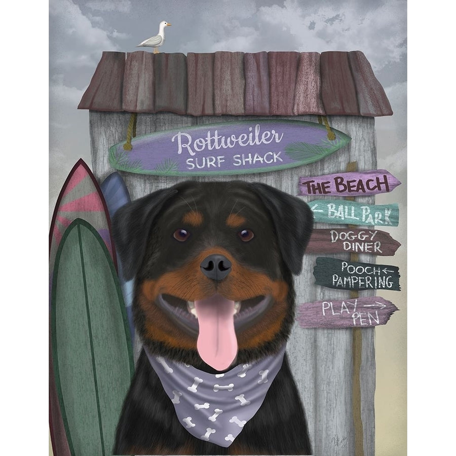 Rottweiller Surf Shack Poster Print - Funky Fab-VARPDX192666D Image 1