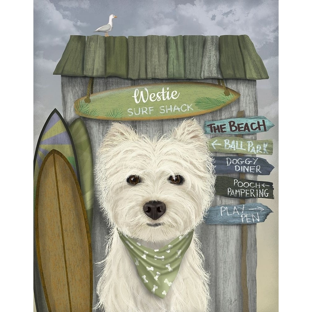 Westie Surf Shack Poster Print - Funky Fab-VARPDX192669D Image 1