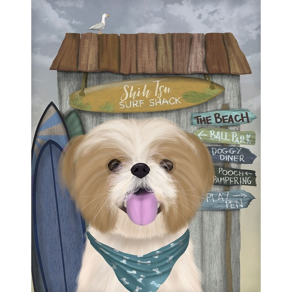 Shih Tsu Surf Shack Poster Print - Funky Fab-VARPDX192667D Image 1