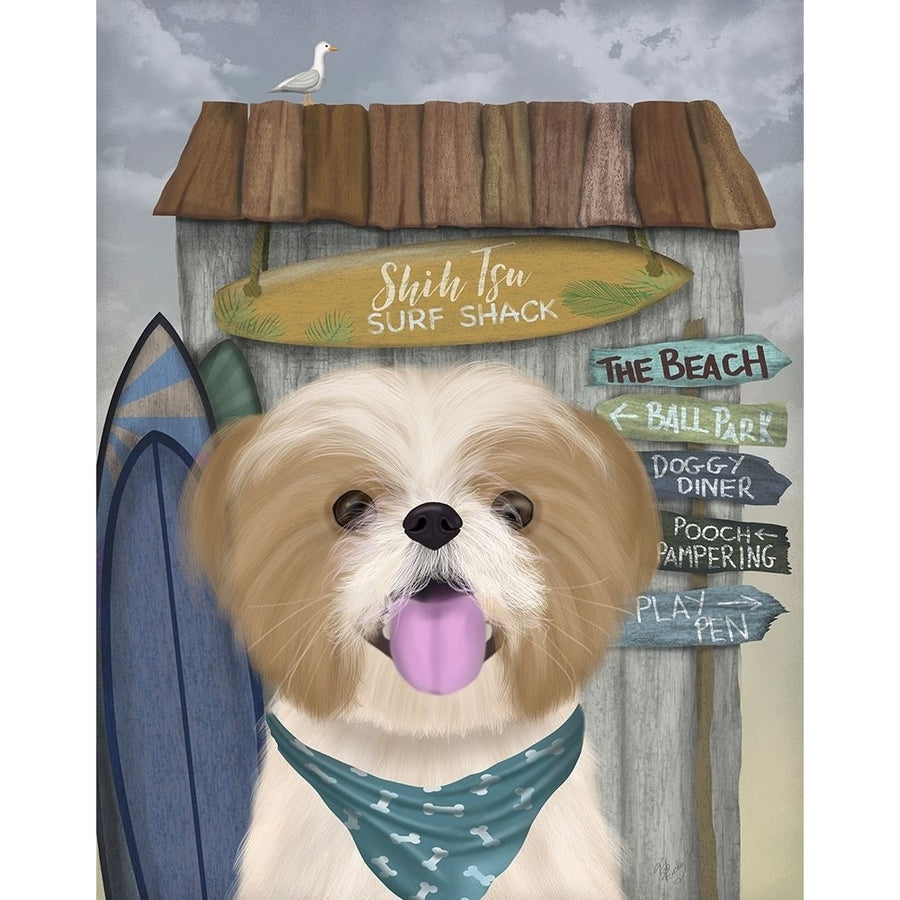 Shih Tsu Surf Shack Poster Print - Funky Fab-VARPDX192667D Image 1