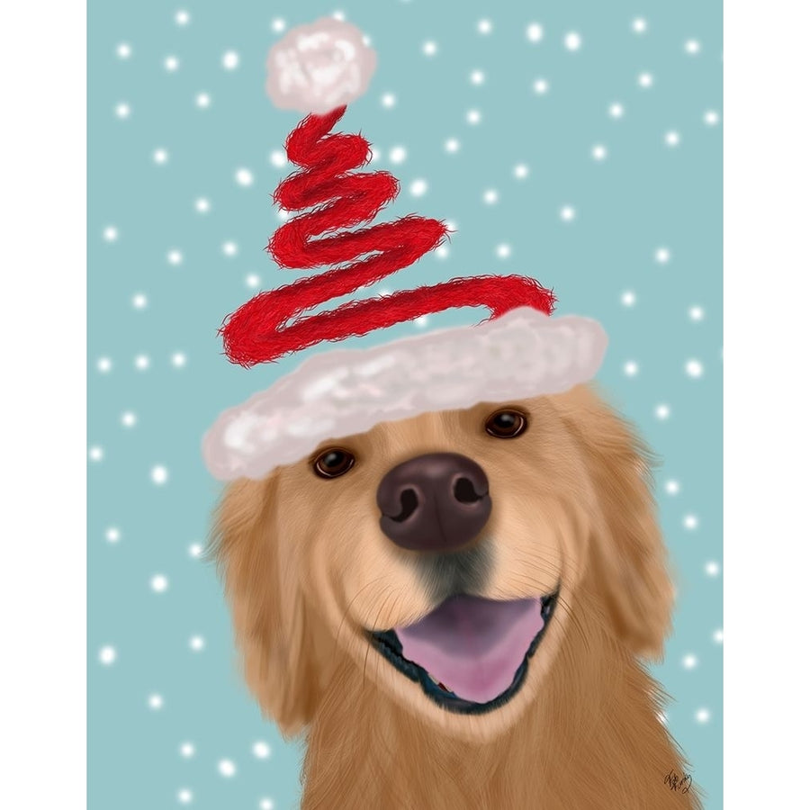 Christmas Golden Retriever and Spring Santa Hat Poster Print - Funky Fab-VARPDX192695D Image 1