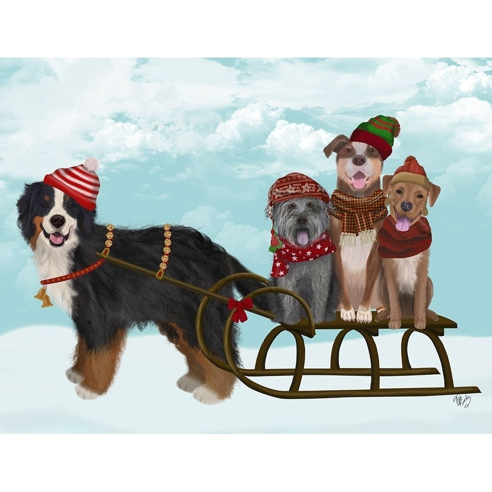 Christmas Mutt Sled Poster Print - Funky Fab-VARPDX192705D Image 1