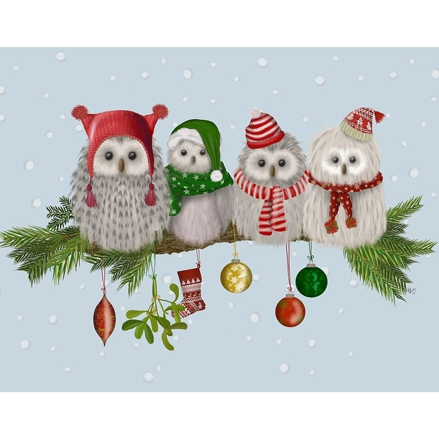 Christmas Fluffy Christmas Owls on Branch Poster Print - Funky Fab-VARPDX192690D Image 1