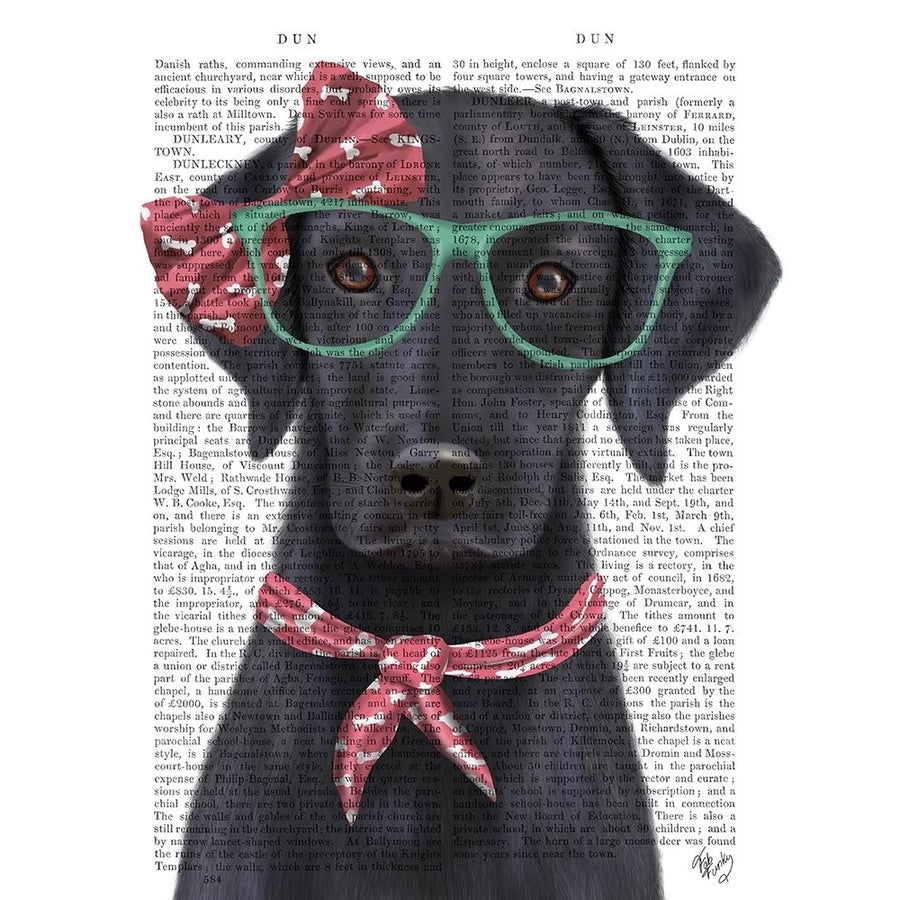 Black Labrador with Glasses and Scarf Poster Print - Funky Fab-VARPDX192778D Image 1